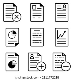 Docs Flat Icon Set Isolated On White Background