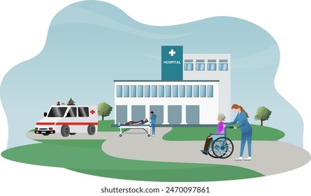 doctor activities and patients with various pain and injury at the hospital, health care institution