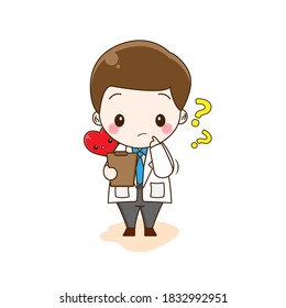 Doctor activities. Vector illustration of cute chibi character isolated on white background. 