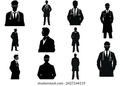 Doctor activity silhouette vector, Doctor activity concept .
