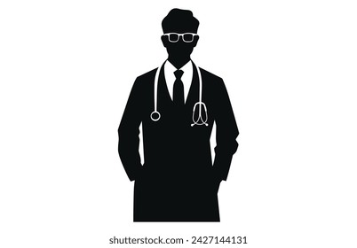 Doctor activity silhouette vector, Doctor activity concept .
