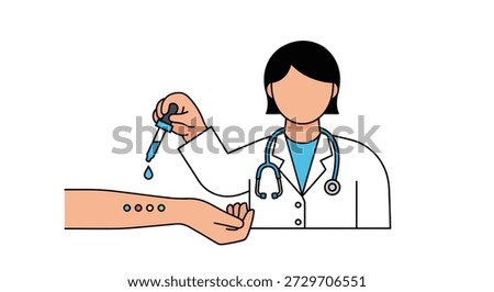 Doctor administers allergy test with a dropper