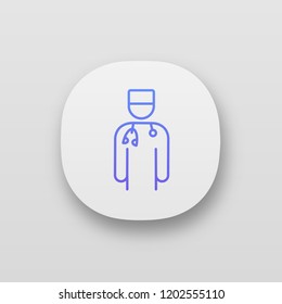 Doctor app icon. UI/UX user interface. Psychotherapist, psychologist, neurologist. Medical worker. Practitioner. Stress prevention and treatment. Web, mobile application. Vector isolated illustration