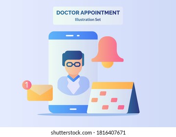 Doctor Appointment Concept Smartphone Screen Schedule Calendar Reminder Email Notification With Flat Cartoon Style