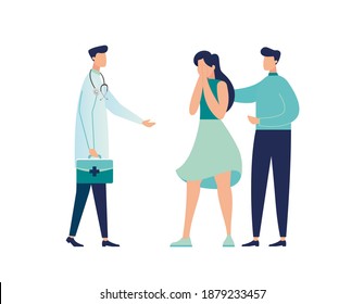 Doctor appointment, family doctor, treatment of disease, addictions and mental problems, vector illustration