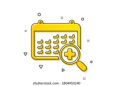 Doctor appointment sign. Medical calendar icon. Yellow circles pattern. Classic medical calendar icon. Geometric elements. Vector