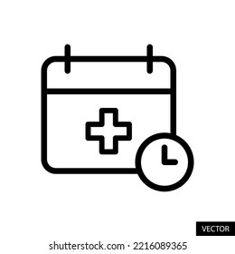 Doctor appointment vector icon in line style design for website, app, UI, isolated on white background. Editable stroke. EPS 10 vector illustration.