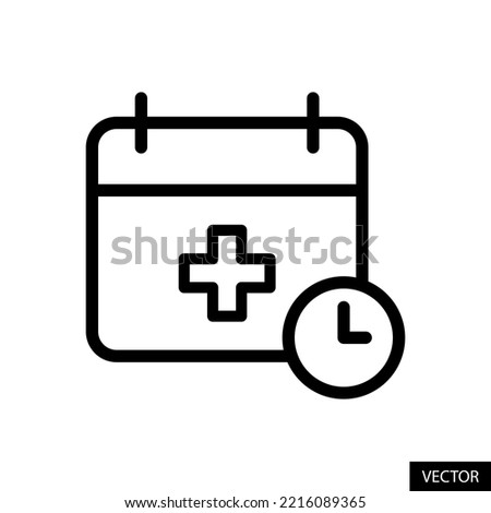 Doctor appointment vector icon in line style design for website, app, UI, isolated on white background. Editable stroke. EPS 10 vector illustration.