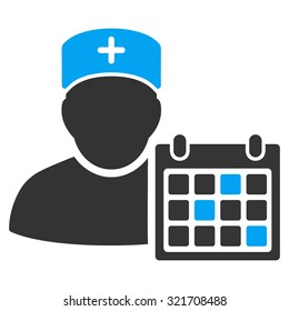 Doctor Appointment vector icon. Style is bicolor flat symbol, blue and gray colors, rounded angles, white background.
