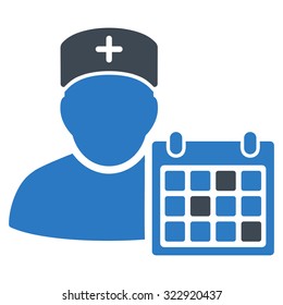 Doctor Appointment vector icon. Style is bicolor flat symbol, smooth blue colors, rounded angles, white background.