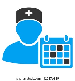 Doctor Appointment vector icon. Style is bicolor flat symbol, blue and gray colors, rounded angles, white background.