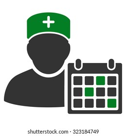 Doctor Appointment vector icon. Style is bicolor flat symbol, green and gray colors, rounded angles, white background.