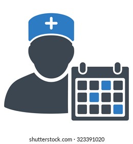 Doctor Appointment vector icon. Style is bicolor flat symbol, smooth blue colors, rounded angles, white background.