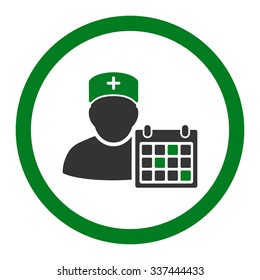 Doctor Appointment vector icon. Style is bicolor flat rounded symbol, green and gray colors, rounded angles, white background.