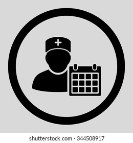 Doctor Appointment vector icon. Style is flat rounded symbol, black color, rounded angles, light gray background.