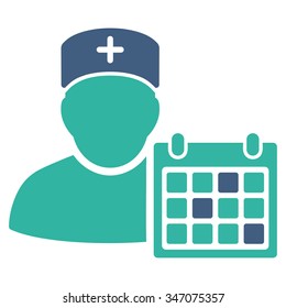 Doctor Appointment vector icon. Style is bicolor flat symbol, cobalt and cyan colors, rounded angles, white background.