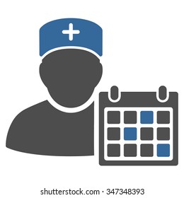 Doctor Appointment vector icon. Style is bicolor flat symbol, cobalt and gray colors, rounded angles, white background.