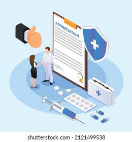 Doctor appreciation day 3D isometric vector concept for banner, website, illustration, landing page, flyer, etc