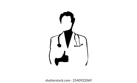 Doctor Approves symbol, Black Isolated Silhouette