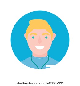 doctor avatar character block and flat style icon vector illustration design