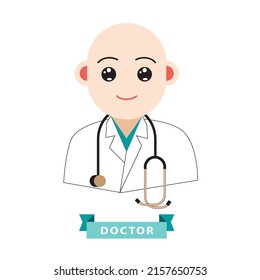 Ilustración vectorial de diseño avatar de doctor aislada en fondo blanco. Icono de color doctor. Plantilla de emoji para profesionales médicos o personal hospitalario