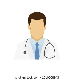 Doctor avatar icon. Profession logo. Male character. A man in professional clothes. People specialists. Flat simple vector illustration.