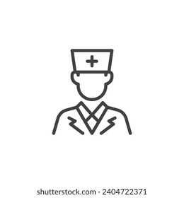 Doctor avatar line icon. linear style sign for mobile concept and web design. Doctor person outline vector icon. Symbol, logo illustration. Vector graphics