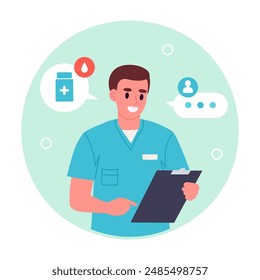 Doctor avatar. Medical professional worker, clinic professional worker presentation flat vector illustration. Therapist doctor card
