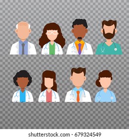 Doctor avatar, Medical staff icons. Vector illustration