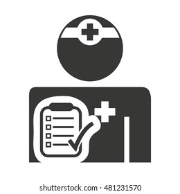 doctor avatar silhouette with medical icon vector illustration design
