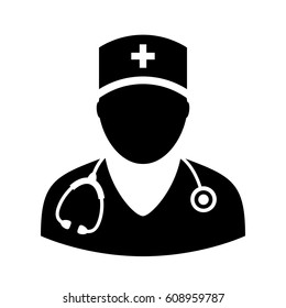 Doctor avatar vector icon on white background