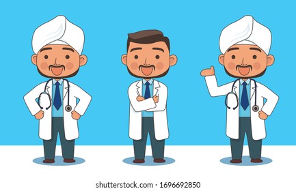 Doctor B with 3 poses give information Set A (with line stroke)
