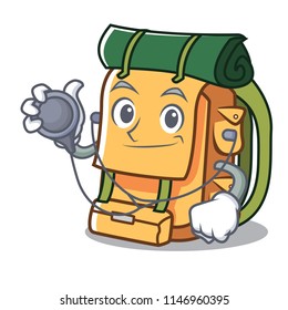 Doctor backpack character cartoon style