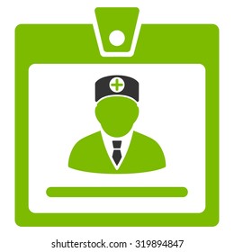 Doctor Badge vector icon. Style is bicolor flat symbol, eco green and gray colors, rounded angles, white background.