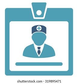 Doctor Badge vector icon. Style is bicolor flat symbol, cyan and blue colors, rounded angles, white background.