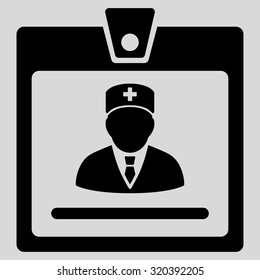 Doctor Badge vector icon. Style is flat symbol, black color, rounded angles, light gray background.