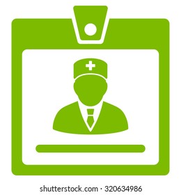 Doctor Badge vector icon. Style is flat symbol, eco green color, rounded angles, white background.