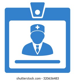 Doctor Badge vector icon. Style is flat symbol, cobalt color, rounded angles, white background.
