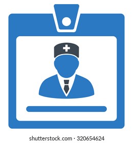 Doctor Badge vector icon. Style is bicolor flat symbol, smooth blue colors, rounded angles, white background.