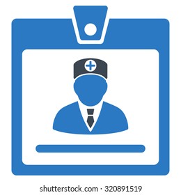 Doctor Badge vector icon. Style is bicolor flat symbol, smooth blue colors, rounded angles, white background.