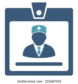 Doctor Badge vector icon. Style is bicolor flat symbol, cyan and blue colors, rounded angles, white background.