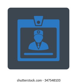 Doctor Badge vector icon. Style is flat rounded square button, smooth blue colors, white background.