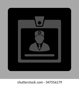 Doctor Badge vector icon. Style is flat rounded square button, gray and black colors, silver background.