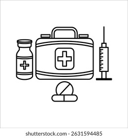 Icono del Vector plano del doctor o del bolso del doctor para los App médicos y los Sitios web