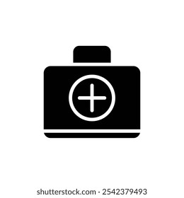 Doctor bag icon Black and white outline vector