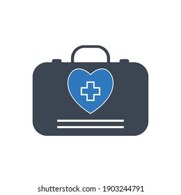 Doctor Bag Icon. First Aid Box, Medical Bag Icon.