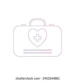 Doctor bag icon. First aid box, medical bag icon.