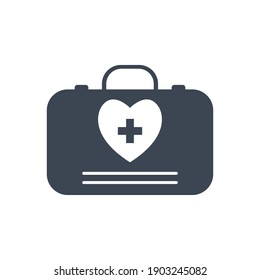 Doctor bag icon. First aid box, medical bag icon.