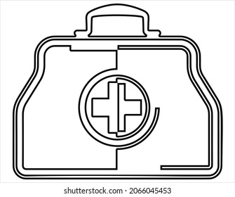 Doctor Bag Icon, First Aid Box Icon Vector Art Illustration