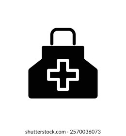Doctor bag icon Flat simple outline set